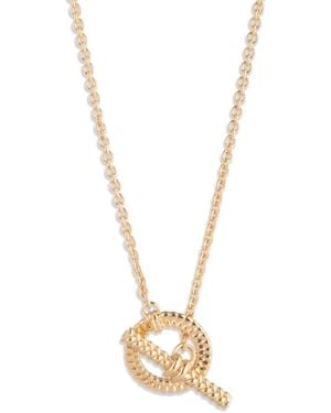 Ralph Lauren Tone Herringbone Pendant Necklace - Metallic