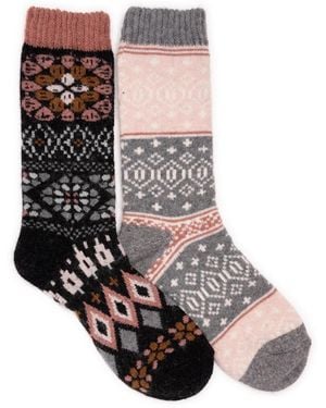 Muk Luks Wool Socks 2 Pair Pack - White