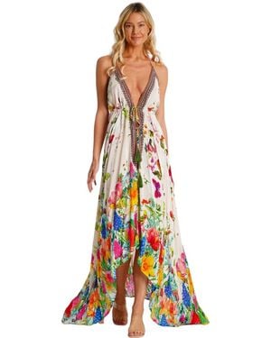 La Moda Clothing Maxi Halterneck Dress - White