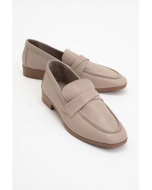 Forever & Always Shoes Splice Leather Flat Loafers () - White