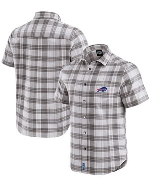 Fanatics Buffalo Bills Team Plaid Short Sleeve Full-snap Shirt - Gray
