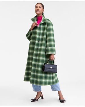 On 34th Plaid Oversized Coat - Green