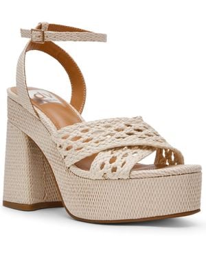 Dolce Vita Whisora Crossband Raffia Woven Platform Dress Sandals - Metallic