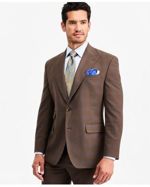 Tayion Collection Classic-fit Plaid Suit Separate Jacket - Brown