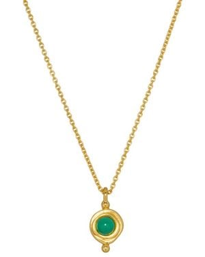 Ottoman Hands Birthstone Pendant Necklace - Metallic