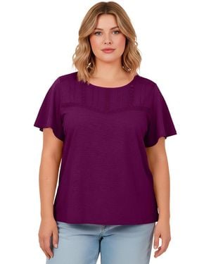 Avenue Knit Lace Yoke Tee - Purple