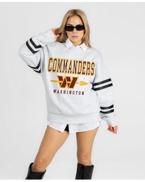 Gameday Couture Wington Commanders Stadium Stripes Oversized Fleece Sweatshirt - White