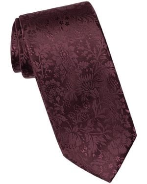 Elizabetta Big & Tall Goldoni Floral-print Extra-long Tie - Purple