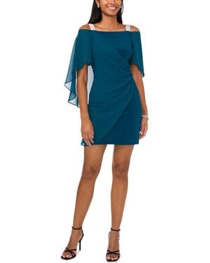 Msk Beaded-strap Capelet-back Dress - Blue