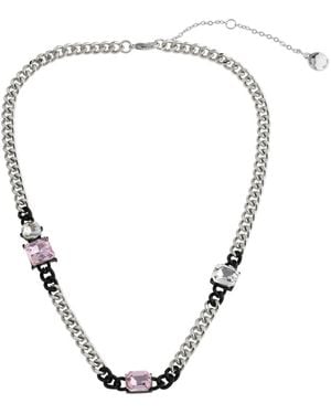 Steve Madden Punk Romance Stone Bib Necklace - Metallic