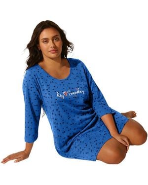Avenue Body Three-quarter Sleeve Sleepshirt - Blue