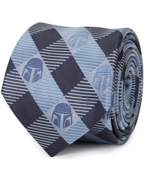 Star Wars Mando Helmet Check Tie - Blue