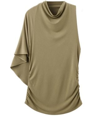 Mango Cowl Neck Asymmetrical Blouse - Green