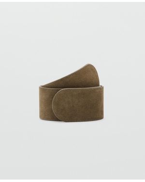 Mango Suede Leather Belt - Brown