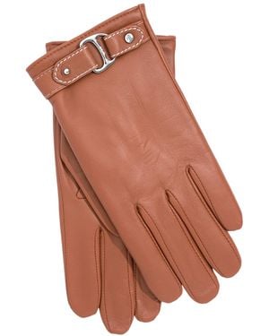 Ralph Lauren Buckle Leather Gloves - Orange