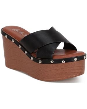 LONDON RAG Ciriya Criss Cross Straps Wedge Heels - Black
