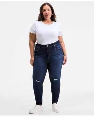 On 34th Trendy Plus Size High-rise Skinny Distressed Jeans - Blue