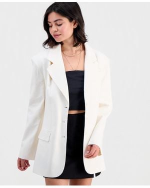 BarIII Oversized Linen-blend Blazer - White