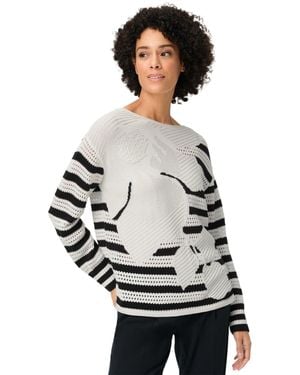 Olsen Abstract Open Knit Sweater - White