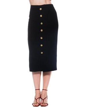 Alexia Admor Carla Front Button Down Midi Skirt - Black