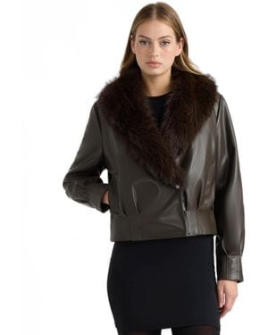 NVLT Leather Bomber Jacket - Black