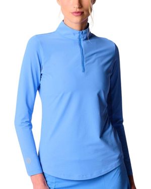 G Lifestyle Clothing Long Sleeve Miock Neck Top White Xsmall - Blue