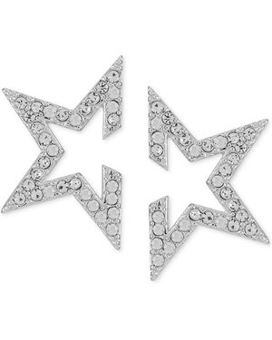 Guess Pave Rhinestone Open Partial Star Stud Earrings - Metallic
