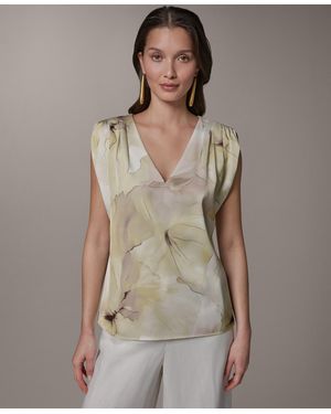 Donna Karan Petite Sleeveless V-neck Top - Brown