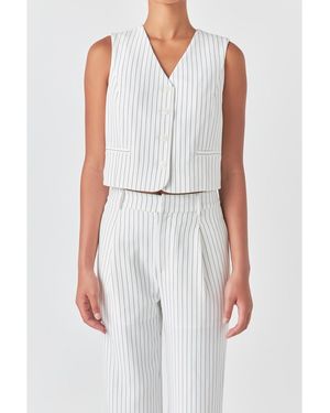 Grey Lab Pinstrpied Vest - White