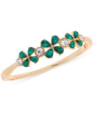 Anne Klein Crystal Floral Hinged Bracelet - Blue