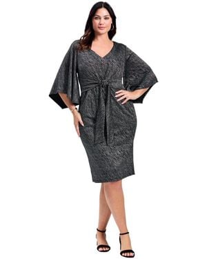 Avenue Plus Size Anastasia Metallic Knit Tie Front Dress - Black