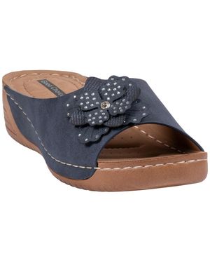 Gc Shoes Clover Flower Rosette Comfort Slip-on Sandals - Blue