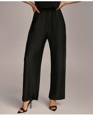 Donna Karan Pull-on Pleated Wide Leg Pants - Black