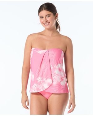 Coco Reef Bandeau Neck Contours Clarity Swim Tankini Top - Pink