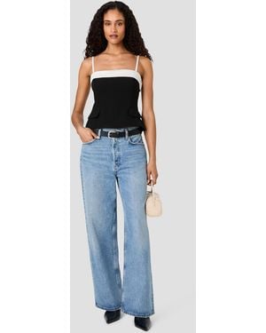 French Connection Azra X Carey Foldover Sleeveless Square-neck Colorblock Top - Black