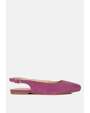 Rag & Co Sozani Genuine Suede Leather Slingback Flats - Pink