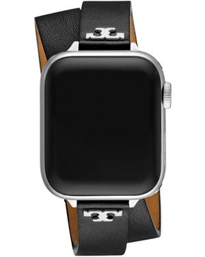 Tory Burch The T Double Wrap Band For Apple Watch - Black