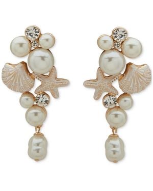 Lonna & Lilly Gold-tone Crystal & Imitation Pearl Sea-motif Drop Earrings - Metallic