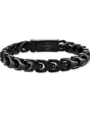 Bulova Black-tone Stainless Steel Link Bracelet