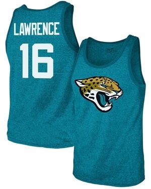 Majestic Threads Trevor Lawrence Jacksonville Jaguars Tri-blend Player Name Number Tank Top T-shirt - Blue