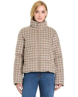 Sanctuary Water-resistant Cropped Plaid Puffer Jacket - Natural