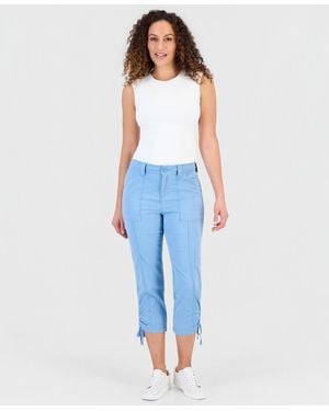 Style & Co. Petite Mid-rise Tie-hem Capri Pants - Blue