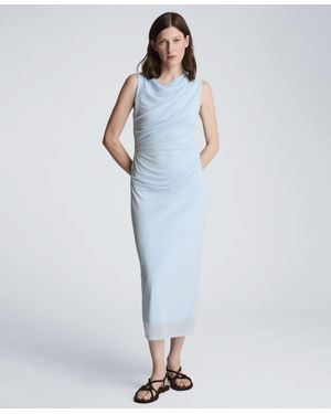 Kenneth Cole Draped Detailed Modern Midi Dress - Blue