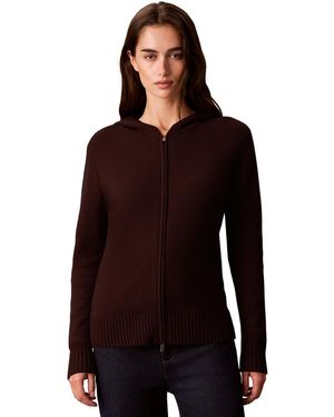 Calvin Klein Lux Zip-up Hoodie Sweater - Red