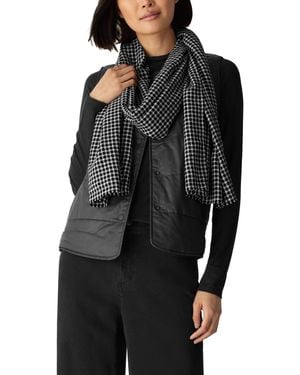 Eileen Fisher Plaid Wool-blend Rumpled Wrap Scarf - Black