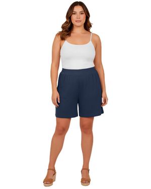 Avenue Knit Gauze Smocked Shorts - Blue