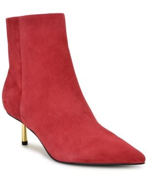 Nine West Hamesa Pointy Toe Kitten Heel Booties - Red