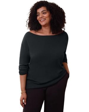 Avenue Plus Size Convertible Pullover Sweater - Black