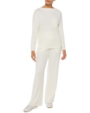 Three Dots Bexley Chest-pocket Long-sleeve Top - White