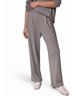 Donna Karan Weekend Brushed-rib High-waist Wide-leg Pants - Gray